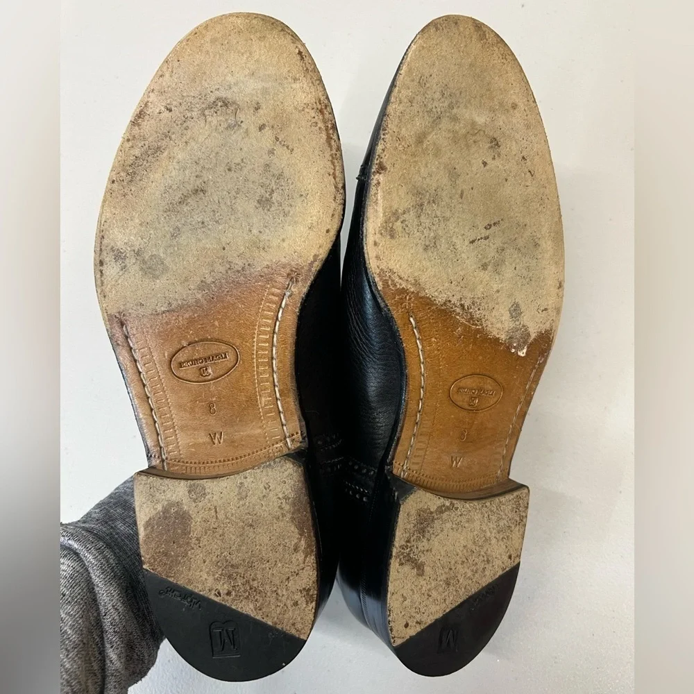 Bruno‎ Magli Charles Oxford Black Leather Shoes Size 8W